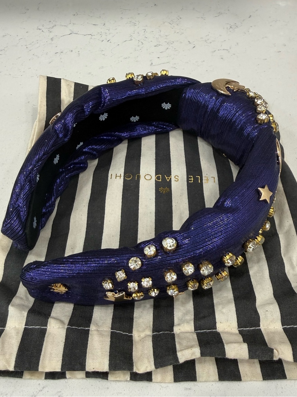 SOLD Lele Sadoughi Moon & Star Crystal Headband - Picture 2 of 2